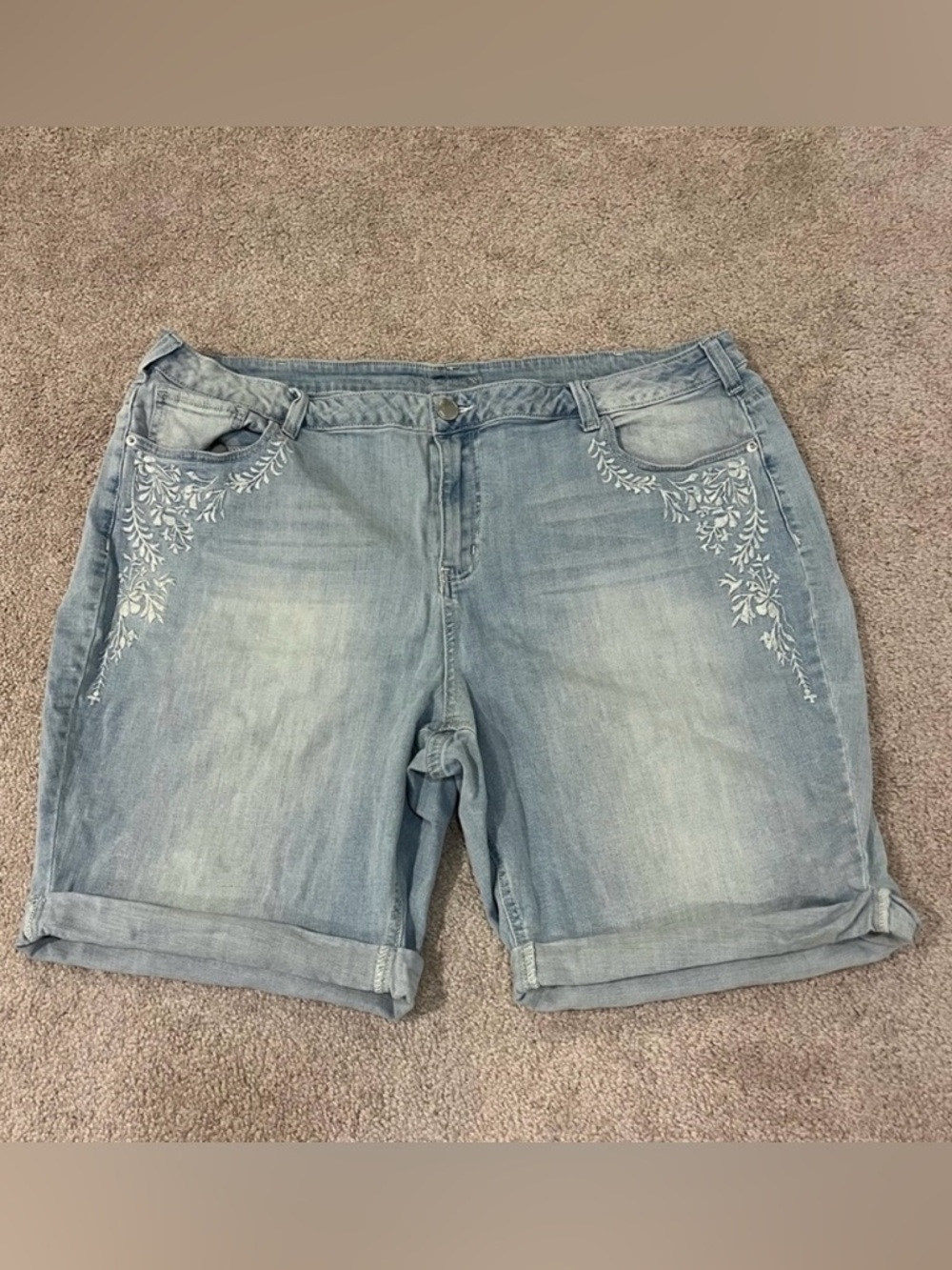 Lane Bryant Embroidered Denim Jean Shorts